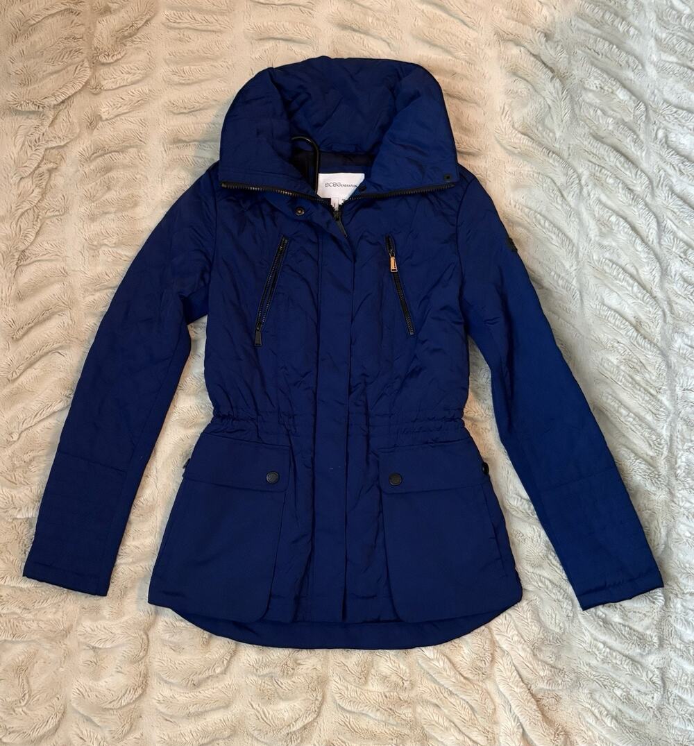BCBGeneration Royal Blue Winter Utility Puffer Jacket / Coat Size Xs